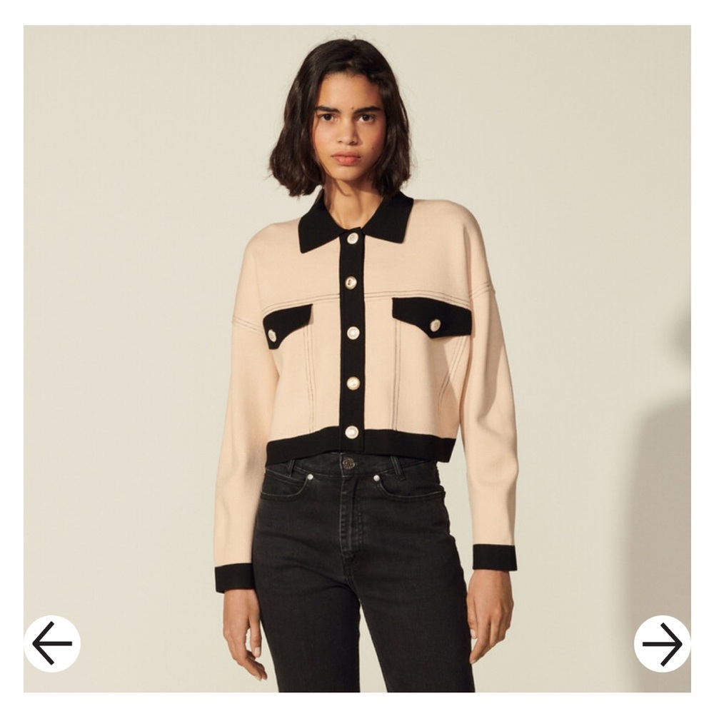 SANDRO NWT Cropped Sweater Jacket w/ Fun buttons!!